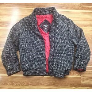 American Male Wool Blend Knit Bomber Jacket Quilted Coat Size Medium Womens Gray